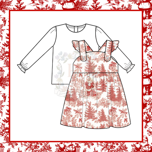 GIRLS SANTA CLAUSE TOILE DRESS